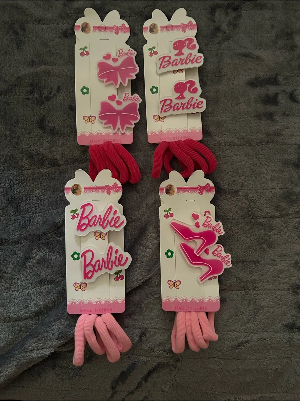 Barbie Pink and Red Hair Clips & Elastics Set